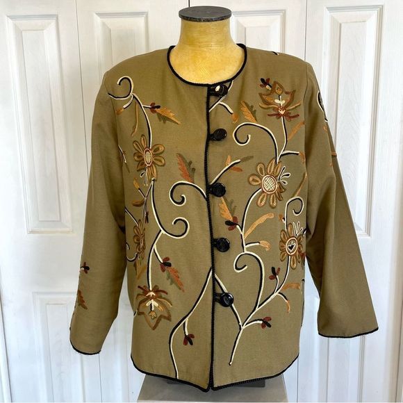 Unique Artisan hand made Embroidered Jacket Tan - Picture 2 of 9